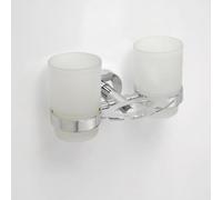 Porte brosse à dents laiton chromé + 2 verres 19x9,5x12,5 cm