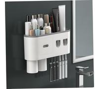 Porte-Brosse à Dents Mural, Distributeur Automatique de Dentifrice avec 2 Tasses magnétiques, 6 emplacements pour brosses, Plateau de Rangement et tiroir pour l'organisation la Salle Bain, Gris