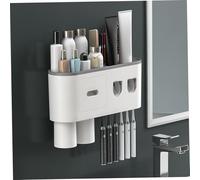 Porte-Brosse à Dents Mural, Distributeur Automatique de Dentifrice avec 2 Tasses magnétiques, 6 emplacements pour brosses, Plateau de Rangement et tiroir pour l'organisation la Salle Bain, Gris
