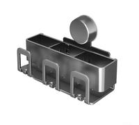 Porte-brosse à dents mural en métal - Support à suspendre pour têtes de brosse électrique et tubes - Organiseur de salle de bain antirouille avec drainage rapide - Gris (3)