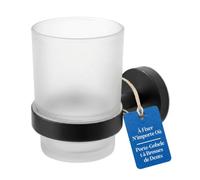 Porte Brosse à Dents Mural Noir Verre - Joeji’s Kitchen Adhésif 3M ou Vis | Porte-gobelet de salle de bain, mur de rangement pour brosse à dents, ensemble d'accessoires de salle de bain