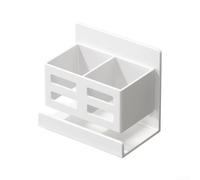Porte-brosse à dents mural pour salle de bain - Fixation sans perçage - Pour brosse électrique - Support en plastique blanc gris - 9,8 cm de haut (blanc)