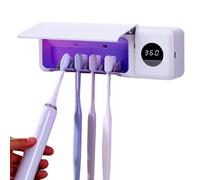 Porte Brosse à Dents Mural, UV Sanitize Support Brosse a Dent, Fonction Minuterie et Lampe de Stérilisation, 2000mAh Rechargeable Rangement Brosse a Dent pour Salle de Bain, Salle d'eau