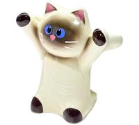 Porte-Brosse à Dents pour chat Siamois Céramique Trois Fentes | Fabriqué en céramique et porcelaine ouverture large pour accès pour facile compact pour économiser de