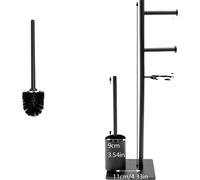 Porte-brosse de toilette, compartiment de rangement multifonctionnel, design peu encombrant, noir