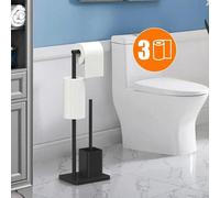 Porte-brosse de toilettes en acier inoxydable noir, sans patin