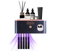 Porte Brosse Dent Mural, Stérilisation UV Porte-Brosse à Dents, Distributeur Automatique de Dentifrice, Recharge Solaire ou USB Porte-Brosse à Dents Électrique, Organiseur pour Brosse à Dents