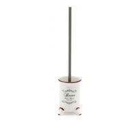 PORTE-BROSSE SHABBY CHIC EN CÉRAMIQUE BLANCHE DÉCORÉE AMELIA