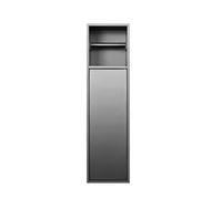 Porte-brosse WC et porte-papier toilette encastrables en acier inoxydable - Organisateur de salle de bain gain de place, installation facile sans carrelage, design gris moderne, 60 x 16 x 12