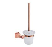 Porte-brosse WC mural en or rose avec finition chromée et gobelet en verre inclus Accessoire de salle de bain élégant pour le nettoyage des toilettes Design élégant et fonctionnel