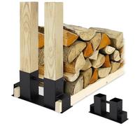Porte bûche intérieur - Patins d’empilage jeu de 2 - Acier enduit noir - Dimensions H 16 x l 34 x P 10 cm - Rangement bois