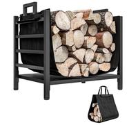 Porte-bûches - Outsunny - avec transporteur en tissu Oxford 600D amovible - intérieure - 49l x 34P x 44H cm - métal noir