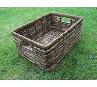 Porte-bûches, panier pour bûches de cheminée, corbeille en osier-beige-gris-taille 3