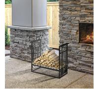 Porte-bûches range bûches étagère à bois de cheminée serviteur de cheminée multi-accessoires dim. 75L x 30l x 60H cm acier noir