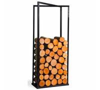 Porte Bûches Rectangulaire Luis En Acier Noir 120x40x20 Cm--