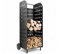 Porte bûches - TECTAKE - Chariot en acier sur roulettes avec plancher supplémentaire 53,5 x 41 x 112 cm - Noir