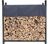 Porte-bûches XL, 115 x 25 x 115 cm, gris, rangement pour bois de chauffage