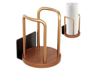 Porte-Café Support de vaisselle métallique robuste avec une base en bois | distributeur de pour comptoir pour Plan de Travail de Cuisine, Coin Bureau, Comptoir de Bar,