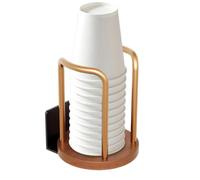 Porte-Café Support de vaisselle métallique robuste avec une base en bois | Distributeur de pour Tasse à Café Pour bureau, comptoir de bar, table de fête, magasin de boissons, café