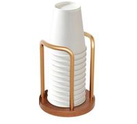Porte-Café Support de vaisselle métallique robuste avec une base en bois | Porte-en pour Plan de Travail de Cuisine, Coin Bureau, Comptoir de Bar,