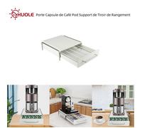 Porte Capsule de Café Pod Support de Tiroir de Rangement en Fer - HUOLE - Blanc - 30,5 x 31,5 x 10 cm