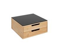 - Porte-capsules 2 tiroirs avec séparations modulables - Beige et noir