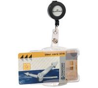 Porte-carte double étui avec enrouleur, transparent