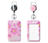 Porte-carte extensible Housse de carte Carte d'identité Protection Porte-cartes pour infirmière Médecin Étudiant Enseignant Bureau Cadeau, 1 pièce, Fleurs roses
