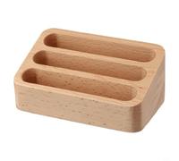 Porte-cartes de visite en bois à 3 niveaux avec style ouvert pour l'organisation de bureau, boîte de rangement discrète avec base antidérapante (bois)