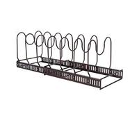Porte Casseroles 2 en 1 avec 7 Compartiments Réglables pour Casseroles, Couvercles marron
