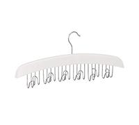 Porte-Ceinture, Lot de 2, Armoire, Dressing, 12 Crochets rotatifs à 360°, Bois, 17,5 x 43 x 5,5 cm, Blanc/argenté