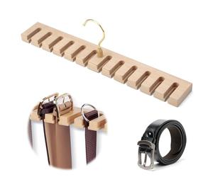 Porte Ceinturem, Porte-Cravates, Rangement Ceinture, Support de Ceinture, Cintre Porte-Cravates, Organisateur de Ceinture, Crochet de Ceinture en Bois, Support à Suspendre Écharpes, vec 12 Fentes