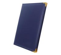 Porte-certificat Bleu A3 en PU Bordure Dorée pour Remise | Couverture Élégante, Intérieur Lisse, Protège les Documents à Plat, Réutilisable, pour Diplômes et Récompenses