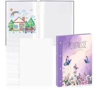 Porte-certificats avec couvercle à vis et 20 pochettes transparentes au format A4, 31 x 25 cm, pour enfants