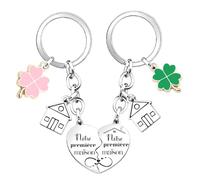 Porte clé Maison Couple Personnalisé: Ensemble de 2Pcs Porte Clef en Acier Inoxydable - pour la Maison - Cadeau Amour de Pendaison de Crémaillère