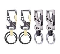 Porte clef Voiture Homme 4 Pièces avec Décapsuleur Porte Clef Lourd en Métal, Anneaux à Décrochage Rapide pour Clés de Voiture et de Maison