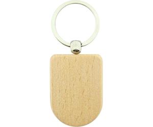 Porte-clés CombiCraft en bois vierge demi-ovale 40 x 40 mm – emballage de 50 pièces