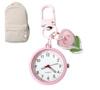 Porte-clés de montre | Mode lumineux portable | Mini horloge de dessin animé | Pour , femmes, étudiants, quotidien, voyage, sac à main, sac à dos, rose, Refer to description