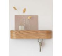 Porte-clés en bois Unyqoos® avec espace de rangement – design minimaliste et scandinave, 6 crochets renforcés, surface résistante aux rayures, antidérapant, kit de montage inclus