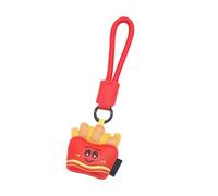 Porte-clés en cuir PU avec frites et thés lait, breloque de pour couples, pratique, fermeture sécurisée, fermoir en métal sécurisé