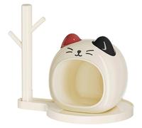 Porte-clés en forme de chat - Étagère murale de rangement - Design mignon en forme de chat - Multifonctionnel - Grande surface de rangement - Plusieurs compartiments - Plastique - Blanc