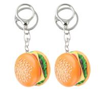 Porte-clés en forme de Hamburger, 2 pièces, fabriqués en métal, idéal pour la décoration de clés ou de sacs dans la quotidienne d ' étudiant