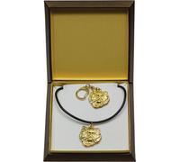 Porte-clés et collier avec un chat dans une boîte, produit plaqué or de haute qualité, marque Art-Dog