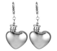 Porte-clés Flasque 1 Oz Cœur 2 Pièces en Acier Inoxydable | Mini Format Argenté, Attache Anneau Incluse, pour Clés et Passant de Ceinture, Présent Compact