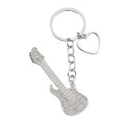 Porte-clés guitare en métal unique avec, White | Pendentif porte-clés en métal, porte-clés de Couple sophistiqué, bijoux légers pour les amateurs de musique