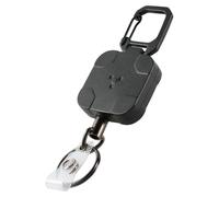 Porte-clés métallique extensible, porte-carte à mousqueton extensible, porte-carte métallique avec câble en acier de 80 cm, résistance à la traction de 226 g (noir, 1 pièce)