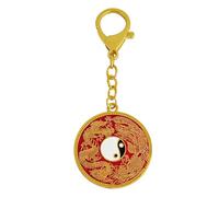 Porte-clés miroir Feng Shui « Yang More Than Yin » 2025 - Dragon Phoenix - W5647, Rouge, 11.4*4.5*5cm
