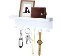 Porte-clés mural Benzoa® avec tiroir, compartiment réglable et 6 crochets, blanc – système de rangement mural pour entrée, couloir et hall