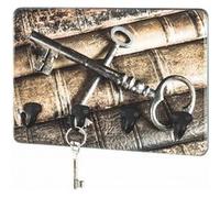 Porte clés mural en MDF motif: clés/livres - Longueur 30 x Hauteur 21 x Profondeur 6 cm -PEGANE- noir G