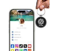 Porte-clés NFC en métal - Carte de visite numérique - Outil de partage intelligent NFC et QR Code sans contact pour réseaux sociaux, informations de contact, site Web et portefeuille - Compatible avec